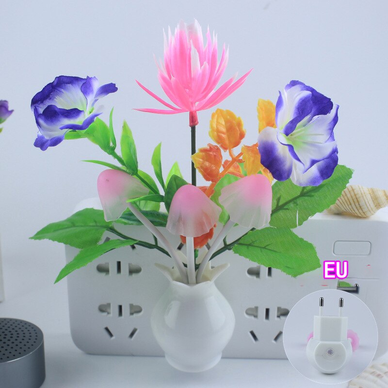 LED Novelty light Mushroom Flower light sensor night lamp