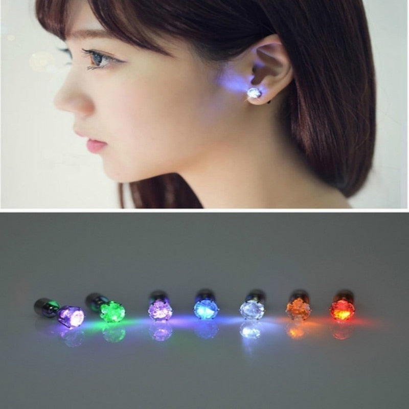 Light Up LED Bling Ear Stud Rings