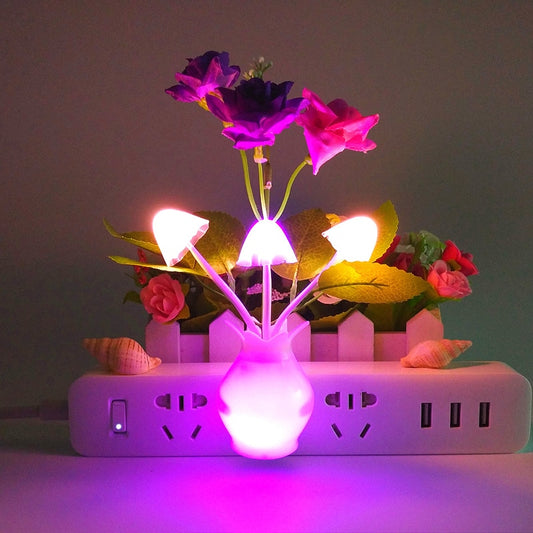 LED Novelty light Mushroom Flower light sensor night lamp