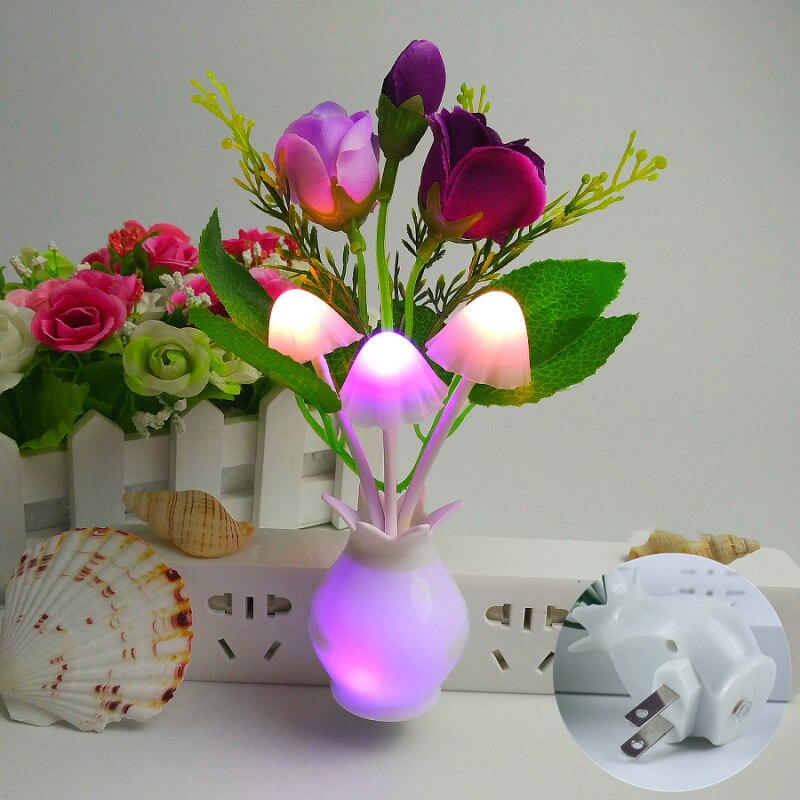 LED Novelty light Mushroom Flower light sensor night lamp