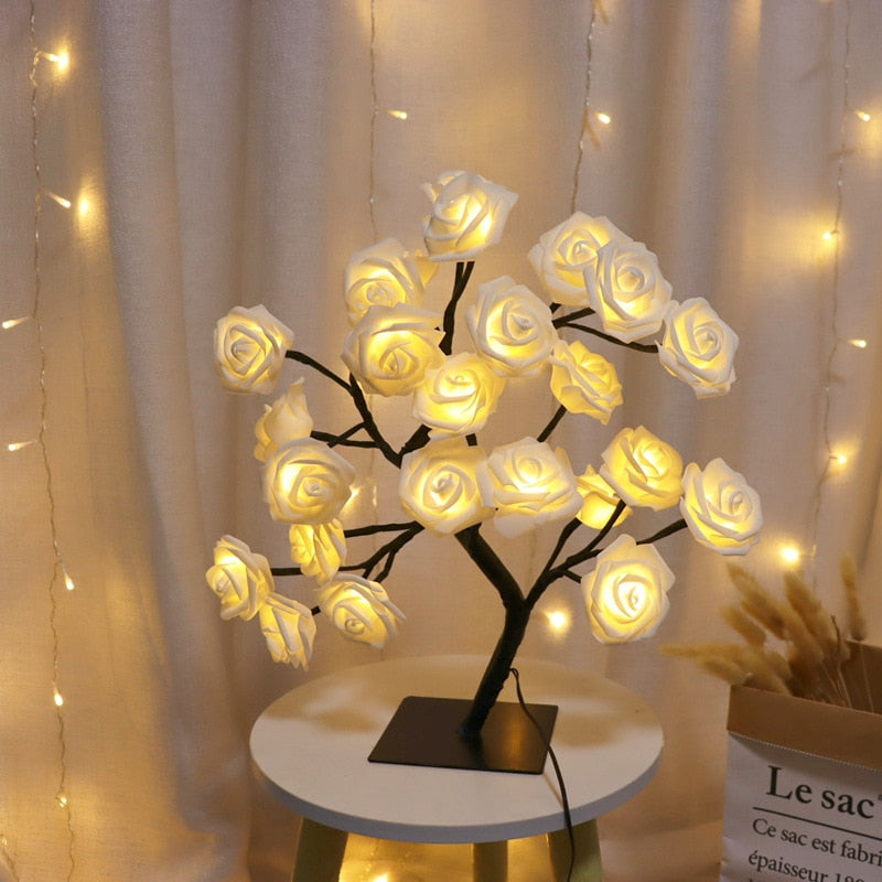 LED Rose Flower Tree Lights USB Table Lamp