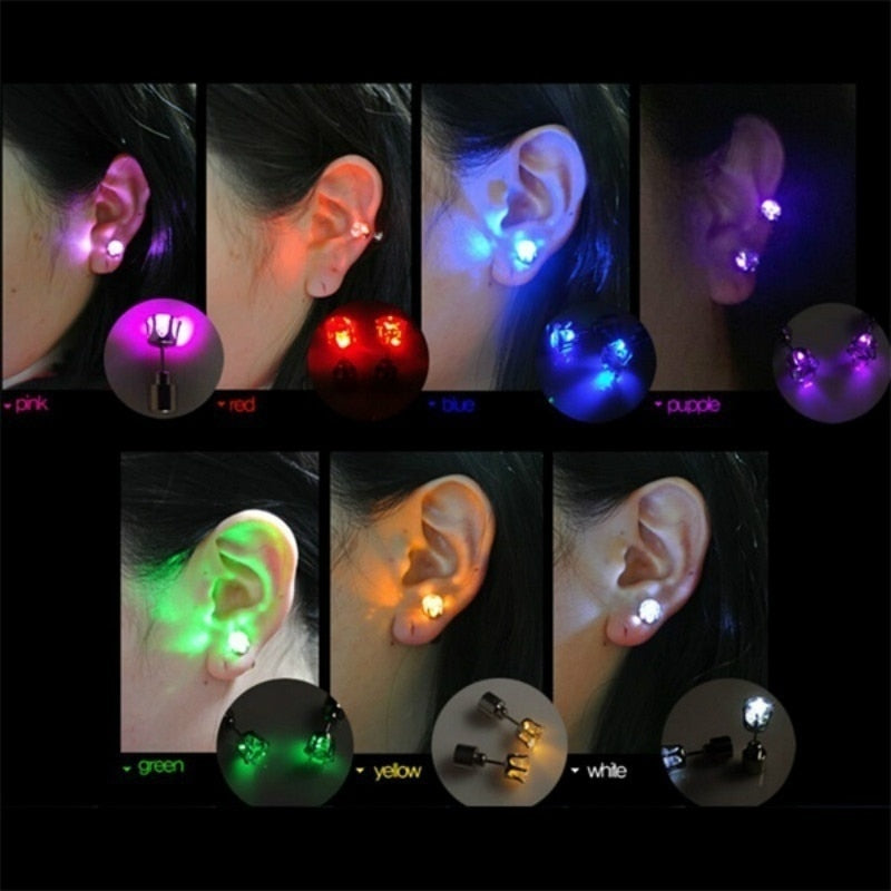 Light Up LED Bling Ear Stud Rings