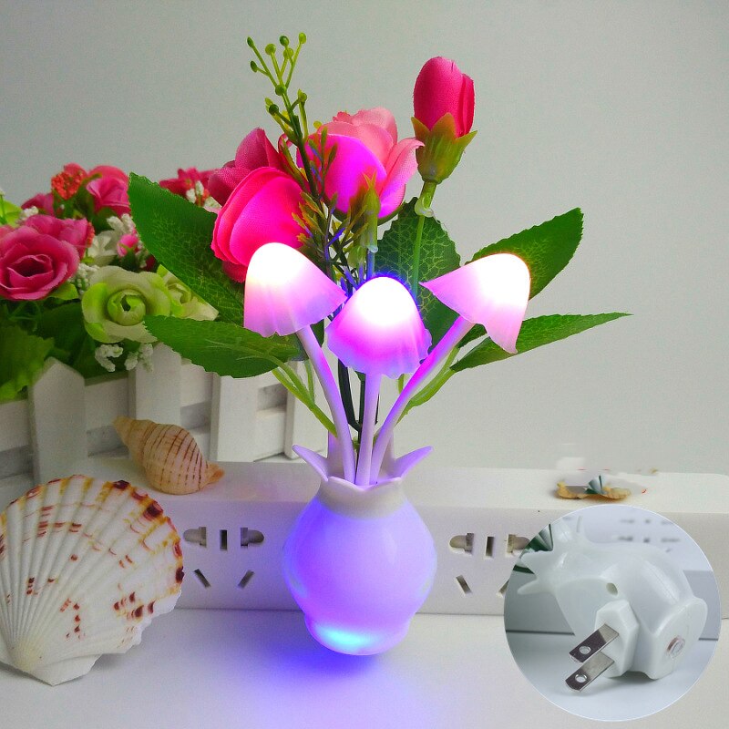 LED Novelty light Mushroom Flower light sensor night lamp