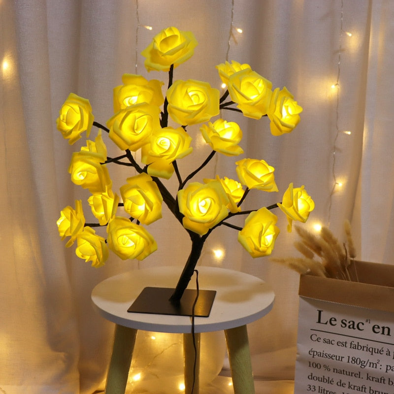 LED Rose Flower Tree Lights USB Table Lamp