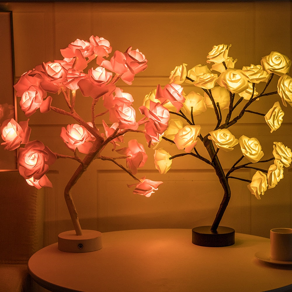 LED Rose Flower Tree Lights USB Table Lamp