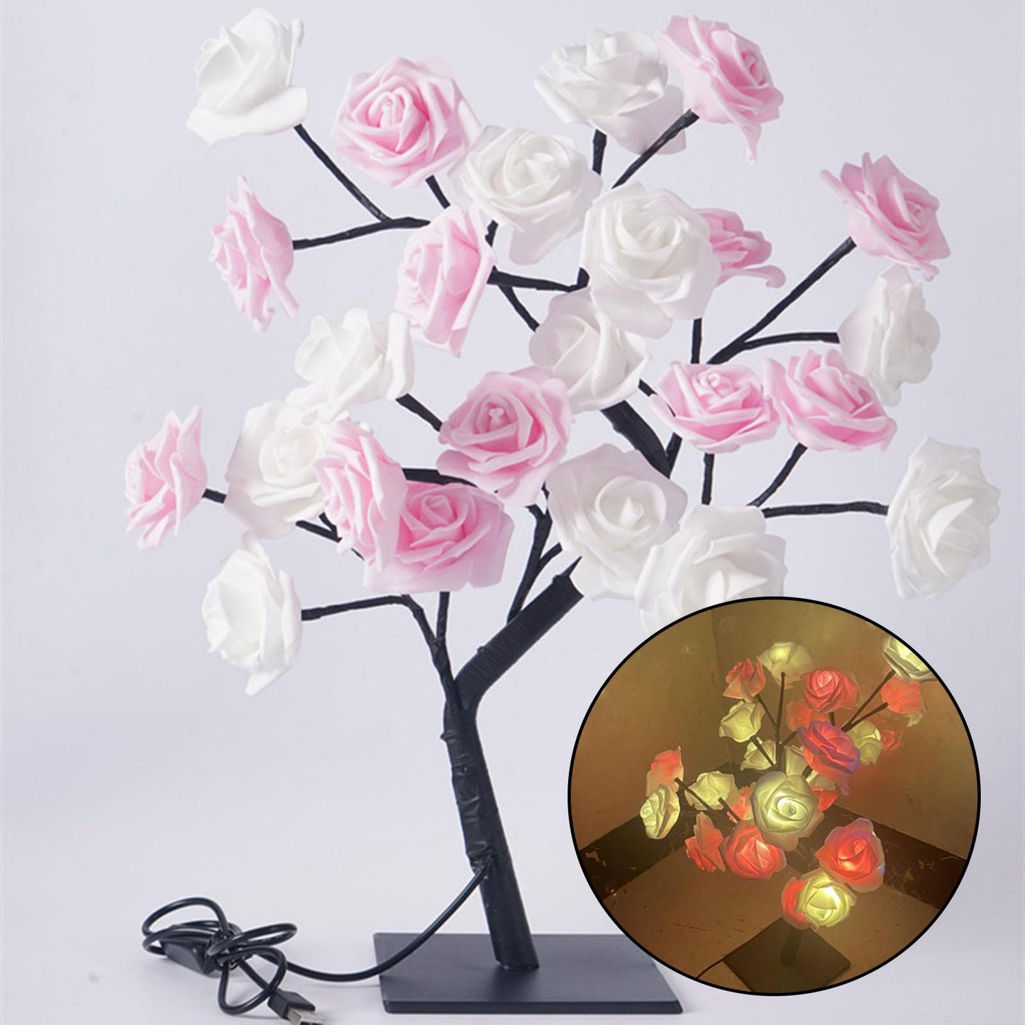 Artificial Rose Trees Lamp LED Night Light Bedside