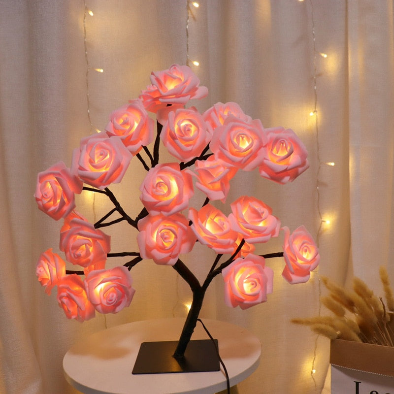 LED Rose Flower Tree Lights USB Table Lamp