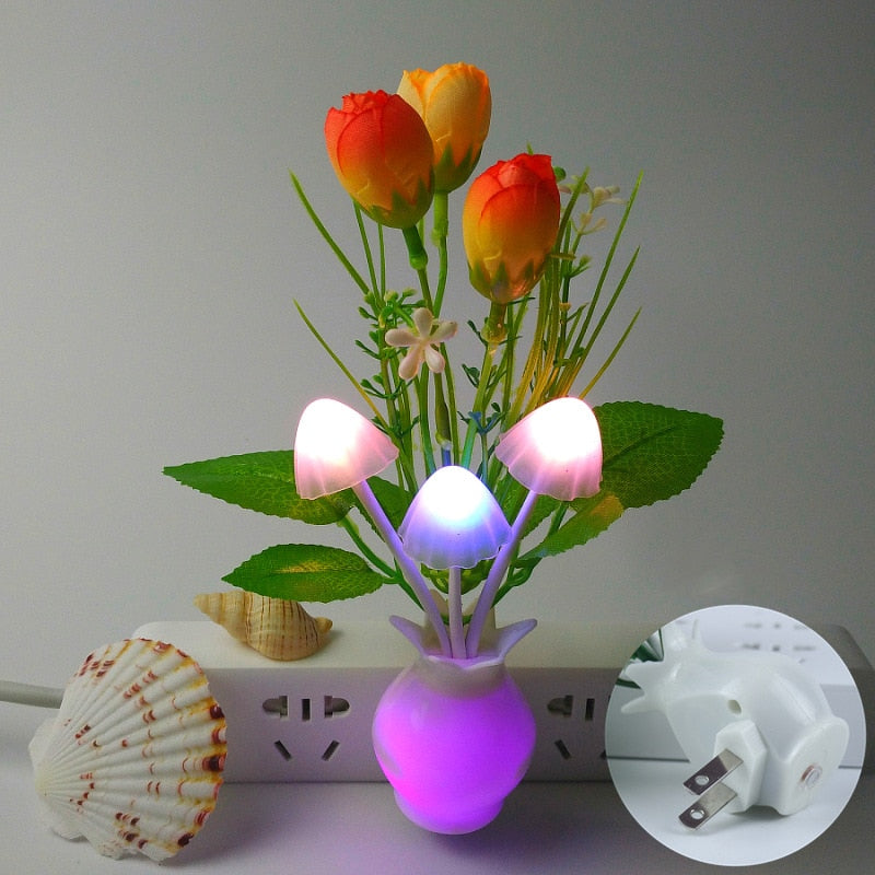 LED Novelty light Mushroom Flower light sensor night lamp