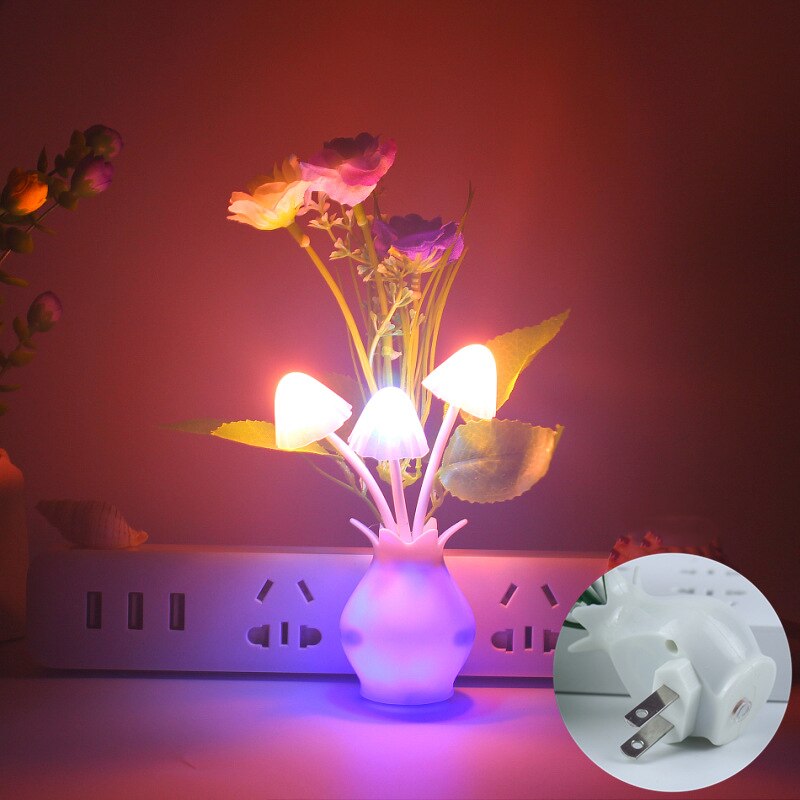 LED Novelty light Mushroom Flower light sensor night lamp