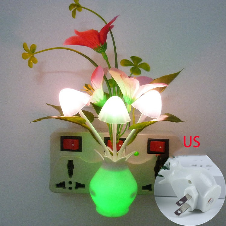 LED Novelty light Mushroom Flower light sensor night lamp