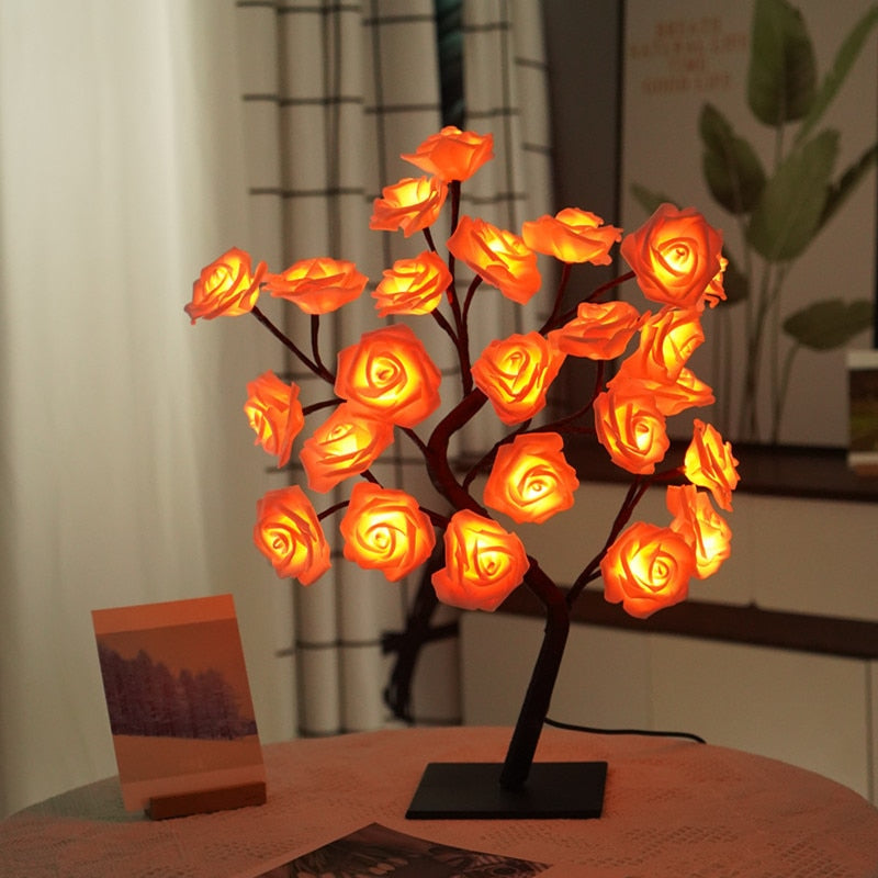 LED Rose Flower Tree Lights USB Table Lamp