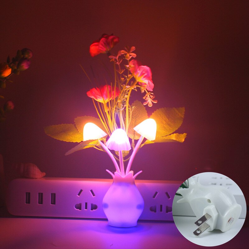 LED Novelty light Mushroom Flower light sensor night lamp