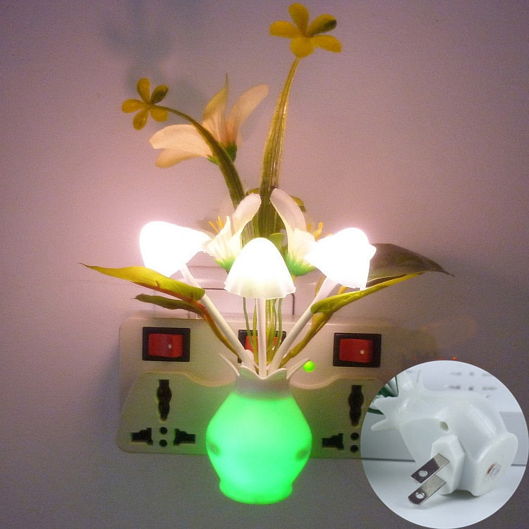 LED Novelty light Mushroom Flower light sensor night lamp