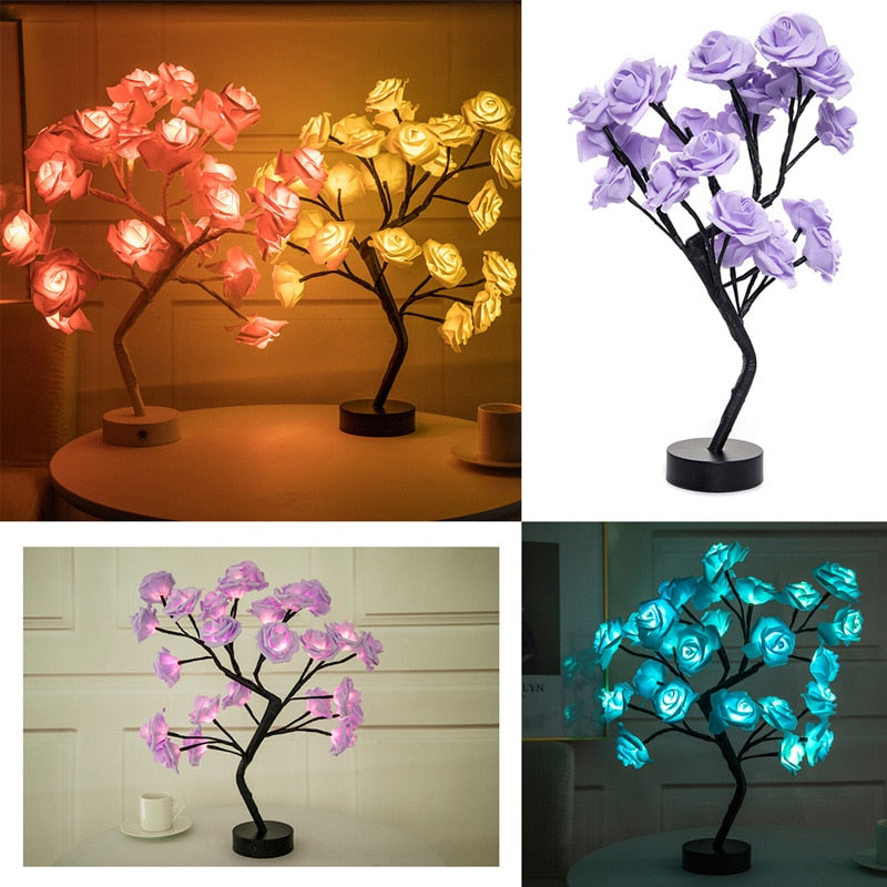 LED Rose Flower Tree Lights USB Table Lamp