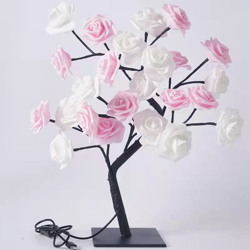 LED Rose Flower Tree Lights USB Table Lamp