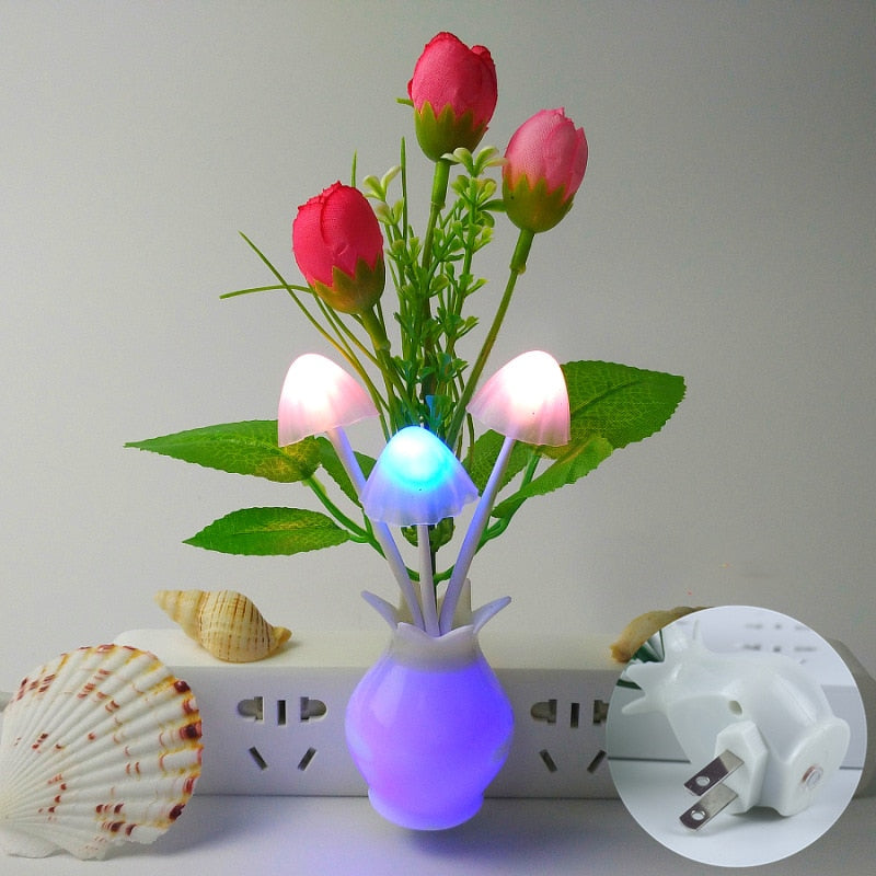 LED Novelty light Mushroom Flower light sensor night lamp