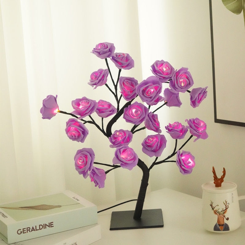 LED Rose Flower Tree Lights USB Table Lamp