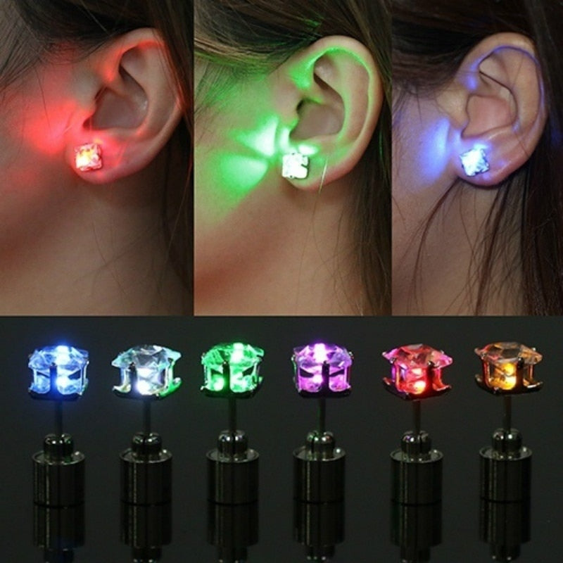 Light Up LED Bling Ear Stud Rings