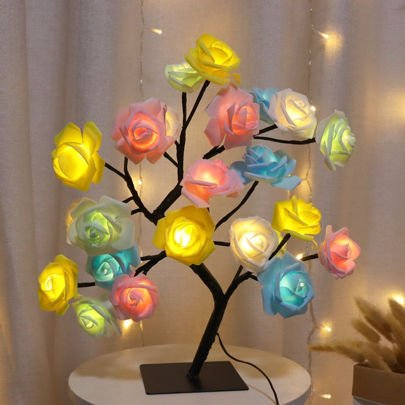 LED Rose Flower Tree Lights USB Table Lamp