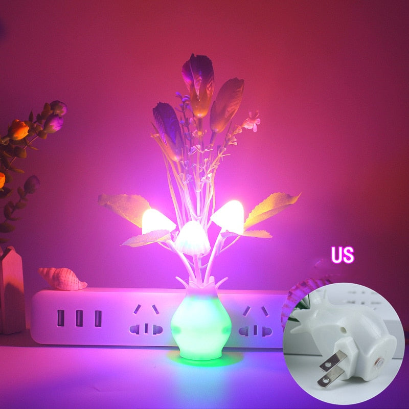 LED Novelty light Mushroom Flower light sensor night lamp